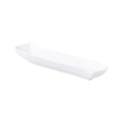 Obrázek AMBITION servírovací mísa dlouhá vlna/kubiko 23 x 5,5 cm porcelánová miska olivová designová tvar S na dip snídaňová porcelán bílá