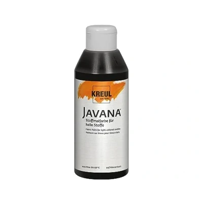 Obrázek KREUL 91310 Javana barva na textil světlé látky, 250ml sklo v černé barvě, hebká bázi vody s krémovým charakterem, proniká hluboko do vláken, po fixaci lze prát