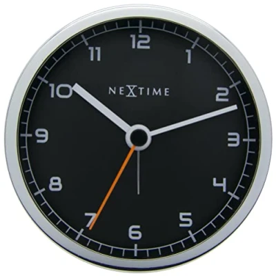 Obrázek NeXtime Budík &quot;COMPANY ALARM&quot;, tichý, černý/kovový, Ø 9 cm