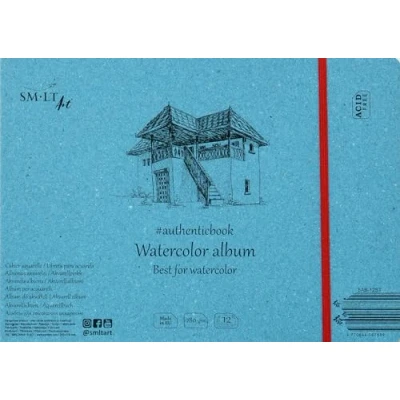 Obrázek Smlt 5 od 12 ks Authentic Line 245 x 176 mm ušitý akvarel svorkovnice Authenticbook, 280 gsm Bílá akvarelový papír, Folio