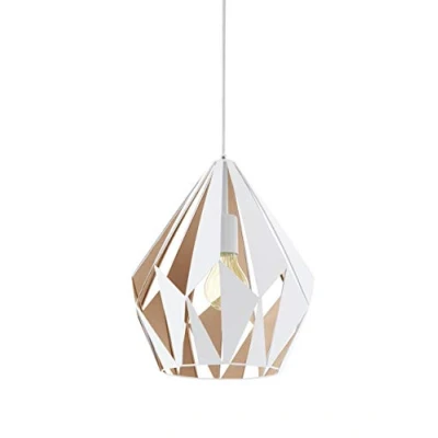 Obrázek EGLO závěsná lampa Carlton 1, vintage závěsné svítidlo, retro z kovu v bílé, medové zlato, objímka E27, Ø 31 cm