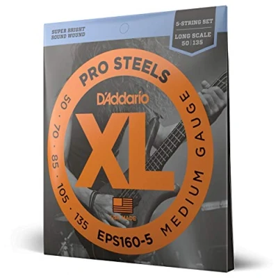 Obrázek D&#039;Addario e Bass kytarové Struny basové kytary Strings EPS160 5 sada strun pro 5strunné basy 0,127 cm 0,34 (050 135 palců)