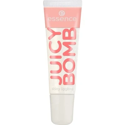 Obrázek essence JUICY BOMB shiny lesk na rty, č. 101, transparentní, lesklý, zářivě svěží, třpytivý, veganský, bez alkoholu, parabenů, mikroplastů, balení 1 ks (10 ml)
