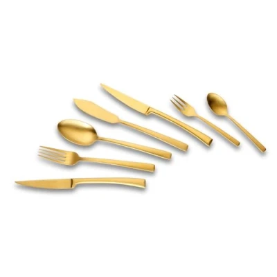 Obrázek ECHTWERK jídelní příbor Avelino, Gold Edition, 42dílný, až pro 6 osob, ušlechtilá ocel 18/10, matovaná, vysoce kvalitní sada příborů, slavnostní tabule, vč. úložné kazety
