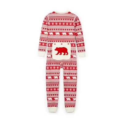 Obrázek Hatley Unisex dětské oblečení Fair Isle Bear &amp; Moose Family Union Suits Kombinéza Červená (Kid&#039;s Suit 600)