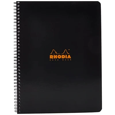 Obrázek Rhodia 193009C spirálový sešit Notebook DIN A4+, čtverečkovaný, 80 listů mikroperforovaný, g, robustní a praktický, černý, 1 kus