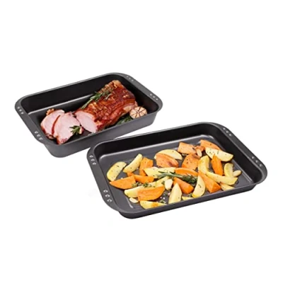 Obrázek chg Kombinovaná sada kamen s úchopovými prohlubněmi a aretačními body &quot;Easy Oven&quot;, nepřilnavá, antracitová/kovová, Made in Germany