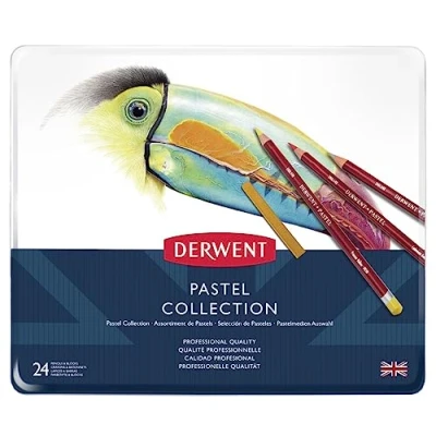 Obrázek Derwent Sada pro sběratele Pastel Collection od Pastel, kreslení a psaní, 24dílná sada, tužky, křídy příslušenství pastelové kresby malování, profesionální kvalita, 0700301