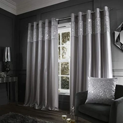Obrázek Catherine Lansfield 1 Paar Vorhänge, Polyester/Kunstseide, Grey, 66x90 Inch