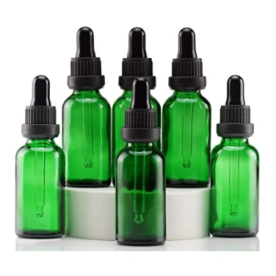 Obrázek YIZHAO láhev na pipety 30 ml zelená, lékárnická se skleněnou pipetou, éterický olej, aromaterapii, masáž, vůně, laboratoř, kosmetiku, cestování 6 ks
