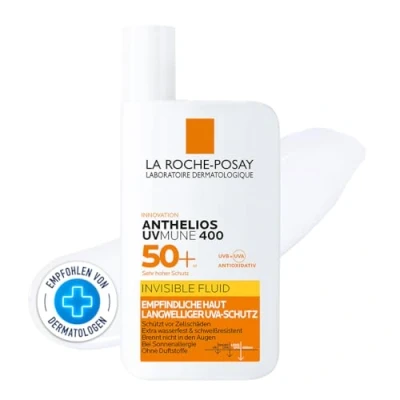 Obrázek La Roche Posay Sonnenfluid na obličej pro citlivou a pokožku, s inovativním UV filtrem Mexoryl 400 LSF 50+, Anthelios Invisible Fluid UVMune 400, 50 ml