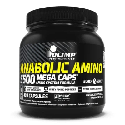 Obrázek OLIMP Anabolic Amino 5500 Mega Caps (400 kapslí). Vysoce kvalitní doplněk stravy s velkým množstvím nejdůležitějších aminokyselin a proteinů 400 kusů (balení 1 ks)
