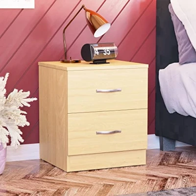 Obrázek Vida Designs Nachttisch Kommode, Kiefer, 2 Schubladen, Schrank, Metallgriffe und schienen