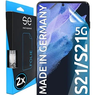 Obrázek 2x se® 3D ochranná fólie průhledná pro Samsung Galaxy S21, samoopravující se, 100% otisky prstů a kompatibilní s FaceID, jednoduchá instalace bez bublin, ultra čirá, odolná proti nárazům, z Německa
