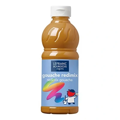 Obrázek Lefranc Bourgeois 188341 tekutá tempera Redimix, zářivá barva kvaš na vodní bázi, vysoká krycí schopnost, vynikající malířské vlastnosti, připravená k použití, 500ml láhev zlatá