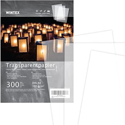Obrázek WINTEX 300 listů transparentního papíru DIN A4 100 g/m2 papír se vzorem řezu bílý potištěný pergamenový pro tisk architekty pauzovací Tracing Paper