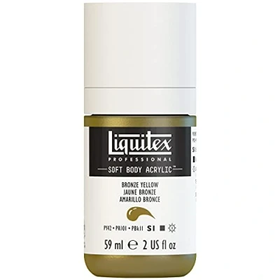 Obrázek Liquitex 1959530 profesionální akrylová barva Soft Body umělecká v krémové krycí konzistenci, vysoká pigmentace, stálobarevná a odolná proti stárnutí, 59 ml láhev bronzově žlutá