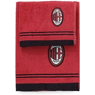 Obrázek AC Milan Sada ručníků a pro hosty froté, 100% bavlna, červená/černá, 100 x 60 1 cm