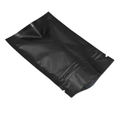 Obrázek WACCOMT Pack 100 kusů matných hliníkových fólií balení taška na zip samolepicí ploché sáčky skladování potravin pachů Mylar sáček (matná černá, 7 x 10 cm (2. 3. 9 palců))
