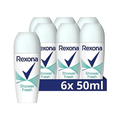 Obrázek Rexona Deo Roll On Shower Fresh Anti Transpirant s 48hodinovou ochranou proti tělesnému zápachu a vlhkosti v podpaží 6x 50 ml