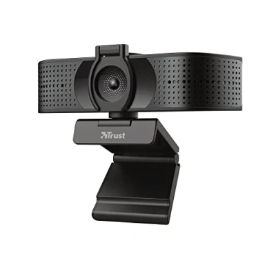 Obrázek Trust Webkamera Teza 4K Ultra HD, 3840 x 2160 se 2 mikrofony a automatickým zaostřováním, 30 FPS, USB Plug &amp; Play, webová kamera pro týmy, zoom, Skype, PC, laptop, Mac, MacBook černá