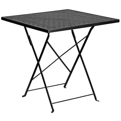 Obrázek Flash Furniture Oia Klappbarer Terrassentisch aus Stahl, für drinnen und draußen, 71,1 cm, Schwarz