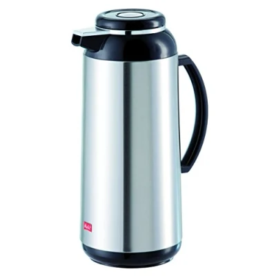 Obrázek Melitta Izolační konvice se šroubovacím uzávěrem, 1,9 l, cca 15 šálků, skleněná baňka, ušlechtilá ocel, stříbrná/černá
