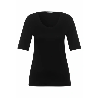 Obrázek Street One Dámské tričko Style Palmira s krátkým rukávem Basic Tshirt Spodní triko, černá novinka