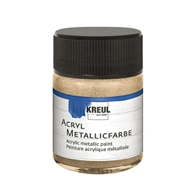 Obrázek KREUL 77584 akrylová metalická barva, 50ml sklo v šampaňské, okouzlující barva s metalickým efektem na vodní bázi, krémově krycí, rychleschnoucí a voděodolné