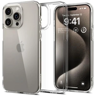 Obrázek Spigen Pro iPhone 15 Max Ultra Hybrid pouzdro [Anti Yellowing] Case na mobil ochranné kryt průhledný tenký Slim Crystal Clear