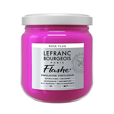 Obrázek Lefranc Bourgeois 300521 Flashe akrylová barva &amp; vinylová barva, vysoce pigmentovaná, elastická, stálá na světle, odolná proti stárnutí, matná, pro vnitřní i venkovní použití, květináč 400 ml fluorůžová
