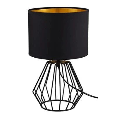 Obrázek Reality Leuchten RL LIVE YOUR LIGHT stolní lampa Chuck R50931002, kov černý matný, textilní stínidlo černé, exkluzivní 1x E14