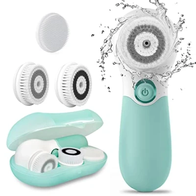 Obrázek TOUCHBeauty Elektrický čisticí kartáč na obličej 3v1, vodotěsný obličej, čistič obličeje, otočný o 360, obličeje se 3 hlavami kartáčů a úložným boxem pro všechny typy pleti