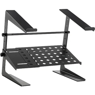 Obrázek Pronomic LS 200 Deluxe stojan na laptop DJ notebook (výškově nastavitelný, přídavná odkládací plocha, ideální pro a hudebníky, materiál: ocel) černý