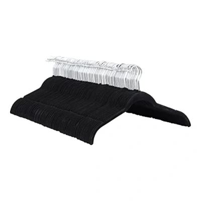 Obrázek Amazon Basics Ramínko na šaty košile/šaty, potažené sametem, balení 100 kusů, černé