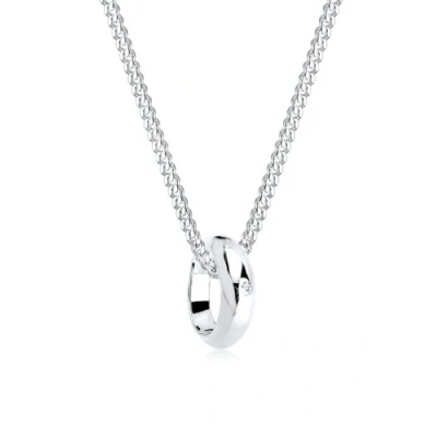 Obrázek Elli DIAMONDS řetízek na krk dámský kruhový prsten přívěsek s diamantem (0. 005 ct) ze sterlingového stříbra 925, Fazetový brus, Diamant