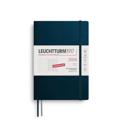 Obrázek LEUCHTTURM1917 372499 týdenní kalendář a zápisník Medium (A5) 2026, 12 měsíců, měkký obal, Deep Sea, německy