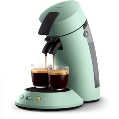 Obrázek Philips Kávovar na kapsle Senseo Original Plus s výběrem síly kávy, technologie Coffee Boost, z recyklovaného plastu, barva: pouštní zelená (CSA210/80)