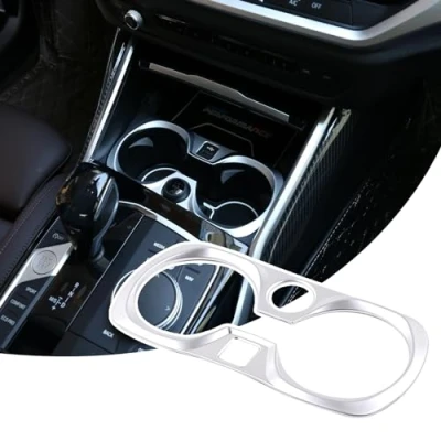 Obrázek DIYUCAR ABS Chrom Auto Mittelkonsole Cup Dekoration Rahmen Trim für G20 G28 325li 3er Serie 2019 2020 2021 2022 Zubehör (Silber)