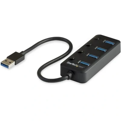 Obrázek StarTech.com 4 Port USB 3.0 Hub 4x A mit individuellen An/Aus Schaltern Mobiler Verteiler Bus Powered Splitter