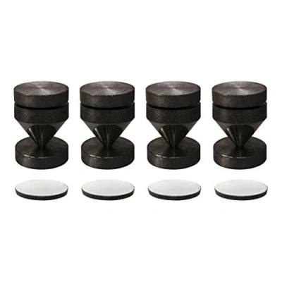 Obrázek Dynavox Sub Watt Absorber 4dílná sada, výškově nastavitelné odpojovače pro HiFi přístroje a reproduktory s podložkami, černý