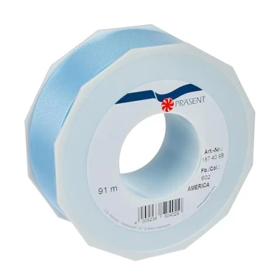 Obrázek C.E. PATTBERG Geschenkband hellblau, 91 Meter Ringelband 40 mm zum Basteln, Dekorieren &amp; Verpacken von Geschenken zu jedem Anlass