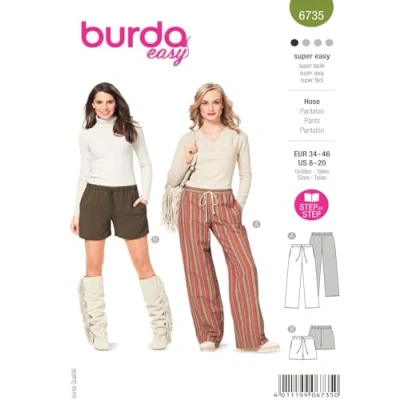 Obrázek Burda 6735 kalhoty se střihem stahovací šňůrkou (dámy, vel. 34 46) Level 1 super easy