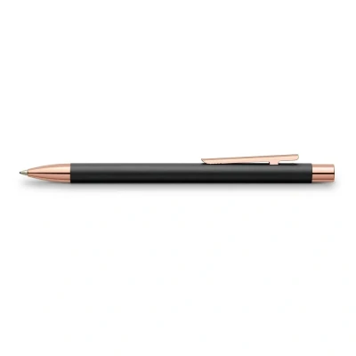 Obrázek FABER CASTELL 343120 kuličkové pero Neo Slim kov, tloušťka tuhy M, černé s růžovým zlatem