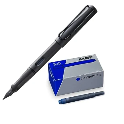 Obrázek Lamy sada 1x plnicí pero safari v umbra peru střední a T10 3 ks inkoustových kazet originální krabičce barva inkoustu modrá
