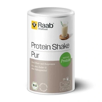 Obrázek Raab Vitalfood Bio Protein 78 Pure Shake, proteinový prášek, veganský, neutrální, proteinová směs s hráškem špenát, bez lepku, % bílkovin, 500 g dóza, 3000487