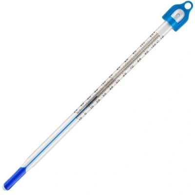 Obrázek teploměr vody pro teplotu a kapaliny Rozsah laboratorního teploměru: 10 až +110 C, 155 mm, ponořovací laboratoř skleněný naplněný modrou kapalinou