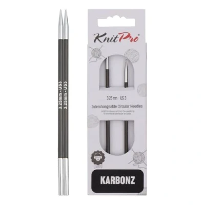 Obrázek KnitPro Austauschbare Rundstricknadeln KARBONZ 3,25 mm 100 2 St, Messing, Black