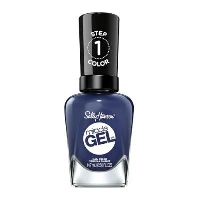 Obrázek Sally Hansen Miracle Gel lak na nehty bez umělého UV světla Midnight Mod, indigo modrá, s intenzivně lesklým gelovým povrchem, č. 445, (1 x 14,7 ml)