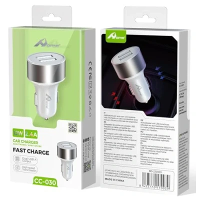 Obrázek Zigarettenanzünder USB, HOME USB Adapter 2.4A/1.0A Auto Ladegerät, 2 Port Schnellladegerät KFZ Ladegerät für iPhone 16/15/14/13, iPad Pro/Air 2/Mini, Galaxy